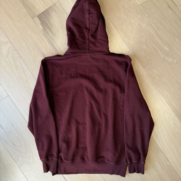 Carhartt WIP Hoodie Medium Maroon Fleece Pullover Hooded University Sweat - Picture 8 of 9
